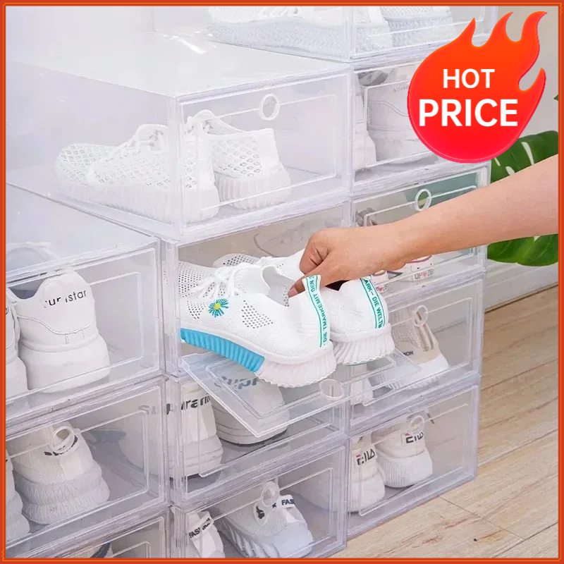 Shoe Box Display - 6pcs Transparent Shoe Boxes Stackable Shoe