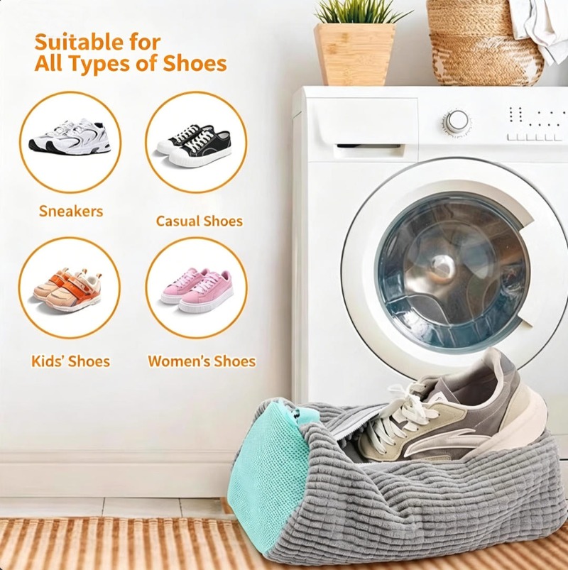 Sneaker Care Laundry - New Chenille Shoe Washing Bag, Reusable